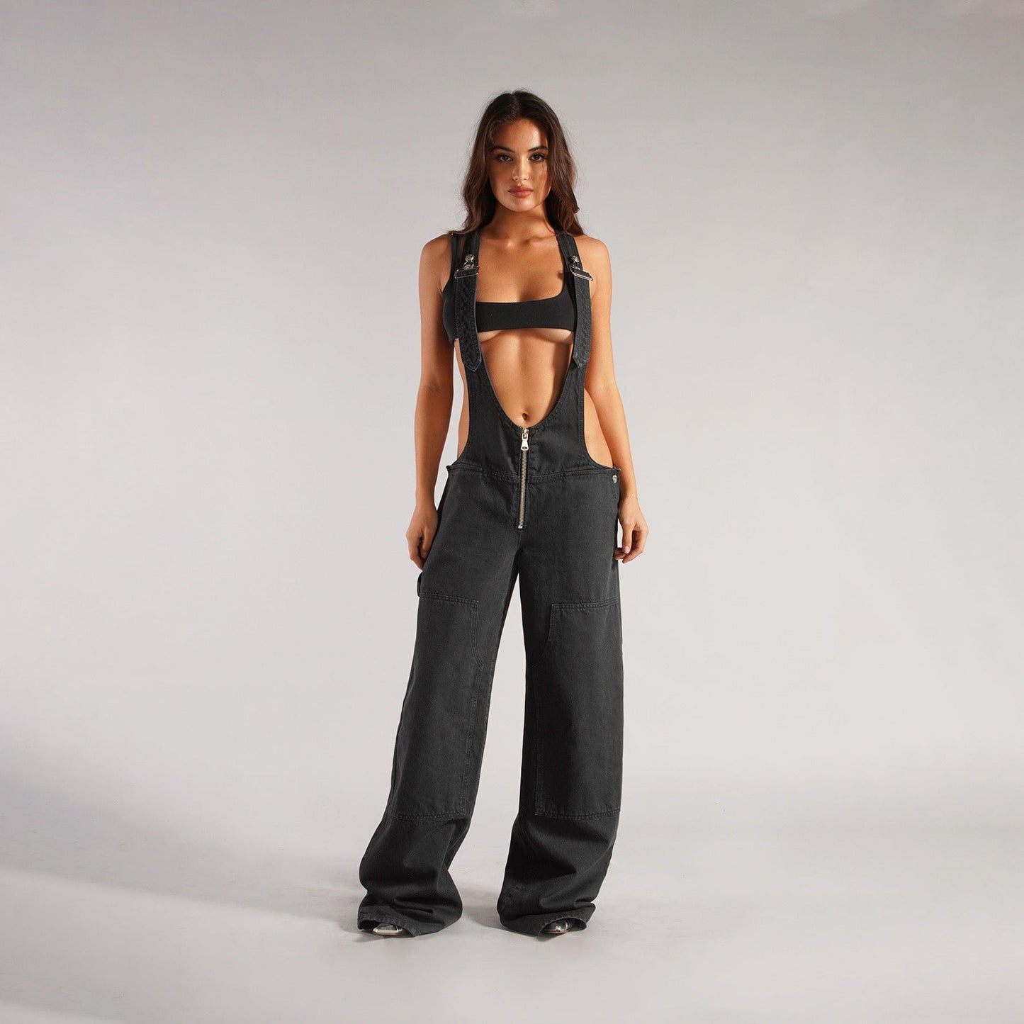 Monos vaqueros para mujer, monos sexys con espalda descubierta Vintage, Pantalones rectos de mezclilla de longitud completa, bolsillos sueltos, desgastados, lavados, informales