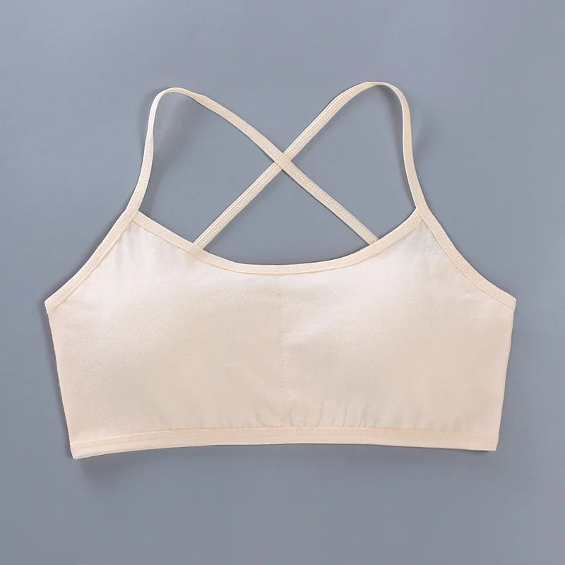 1 unidad de camisetas para chicas adolescentes, ropa interior para niños pequeños, sujetadores de entrenamiento suaves de algodón, Sujetador deportivo desarrollado para niños, lencería de 8 a 16 años