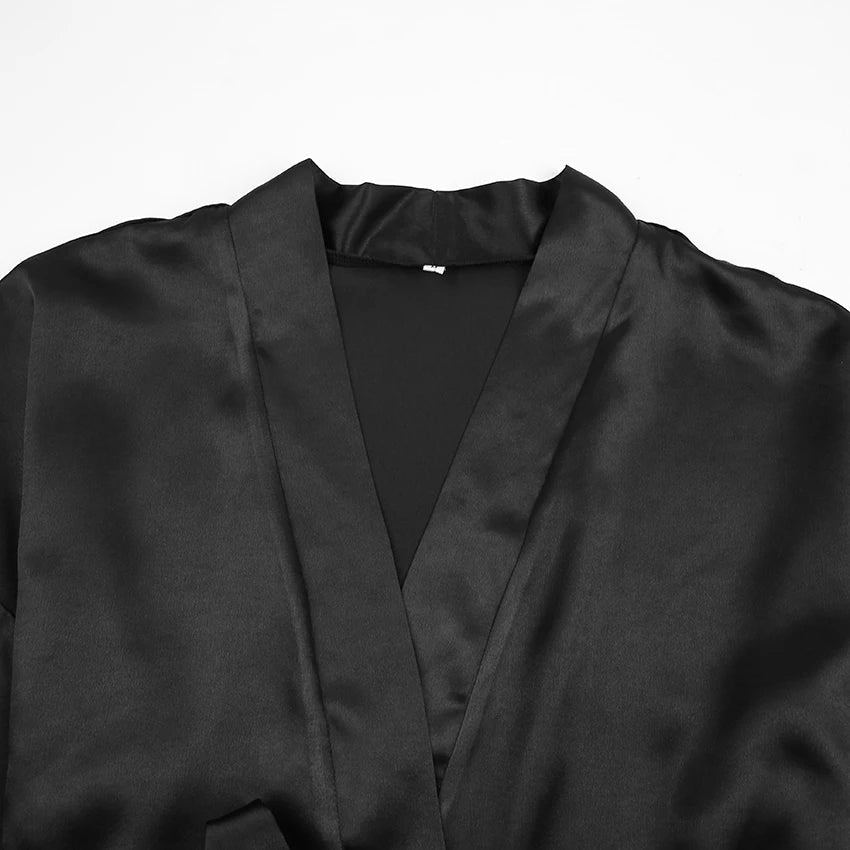 Albornoces de plumas de satén, minivestido Sexy de manga larga, batas holgadas para mujer, bata blanca, vestido de novia, vestidos de novia negros
