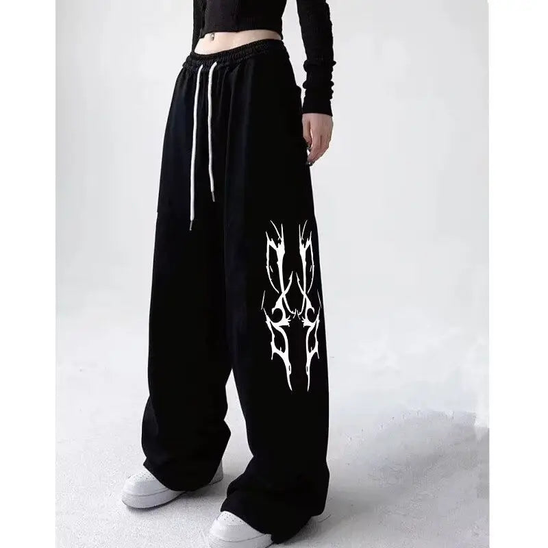 Pantalones de chándal americanos sueltos rectos Hiphop Jazz Dance algodón impreso pantalones de pierna ancha Casual estilo perezoso pantalones deportivos de Hip-hop