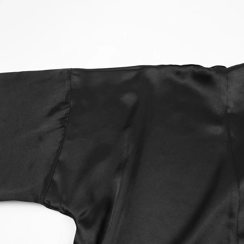 Albornoces de plumas de satén, minivestido Sexy de manga larga, batas holgadas para mujer, bata blanca, vestido de novia, vestidos de novia negros