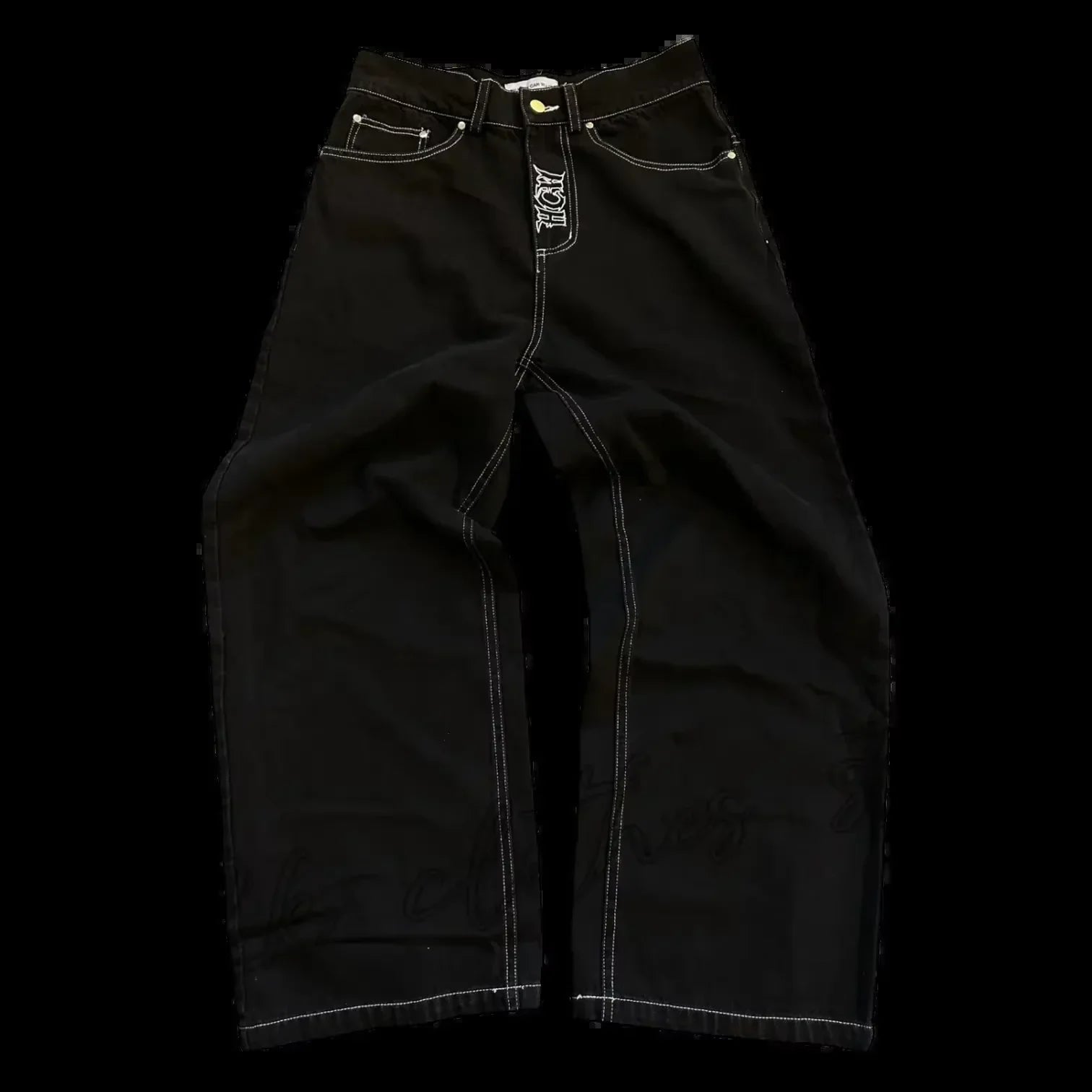 Vaqueros Vintage Y2K para hombre y mujer, ropa gótica de Hip Hop con bolsillo bordado, Vaqueros holgados Retro Azul, pantalones acampanados ajustados de cintura alta