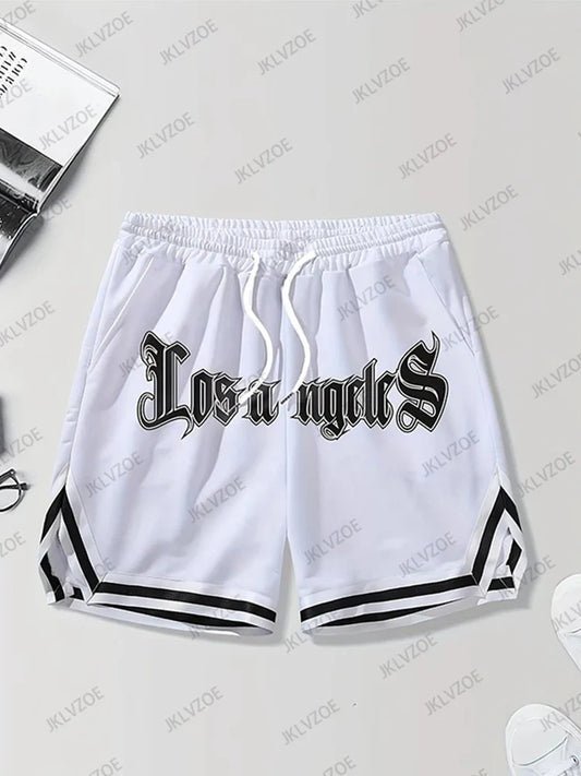 Novedad de verano, pantalones cortos de békerbol con estampado de Los Ángeles para hombres y mujeres, Jersey informal Hawaii Beach Fitness, pantalones cortos de entrenamiento deportivo a la moda