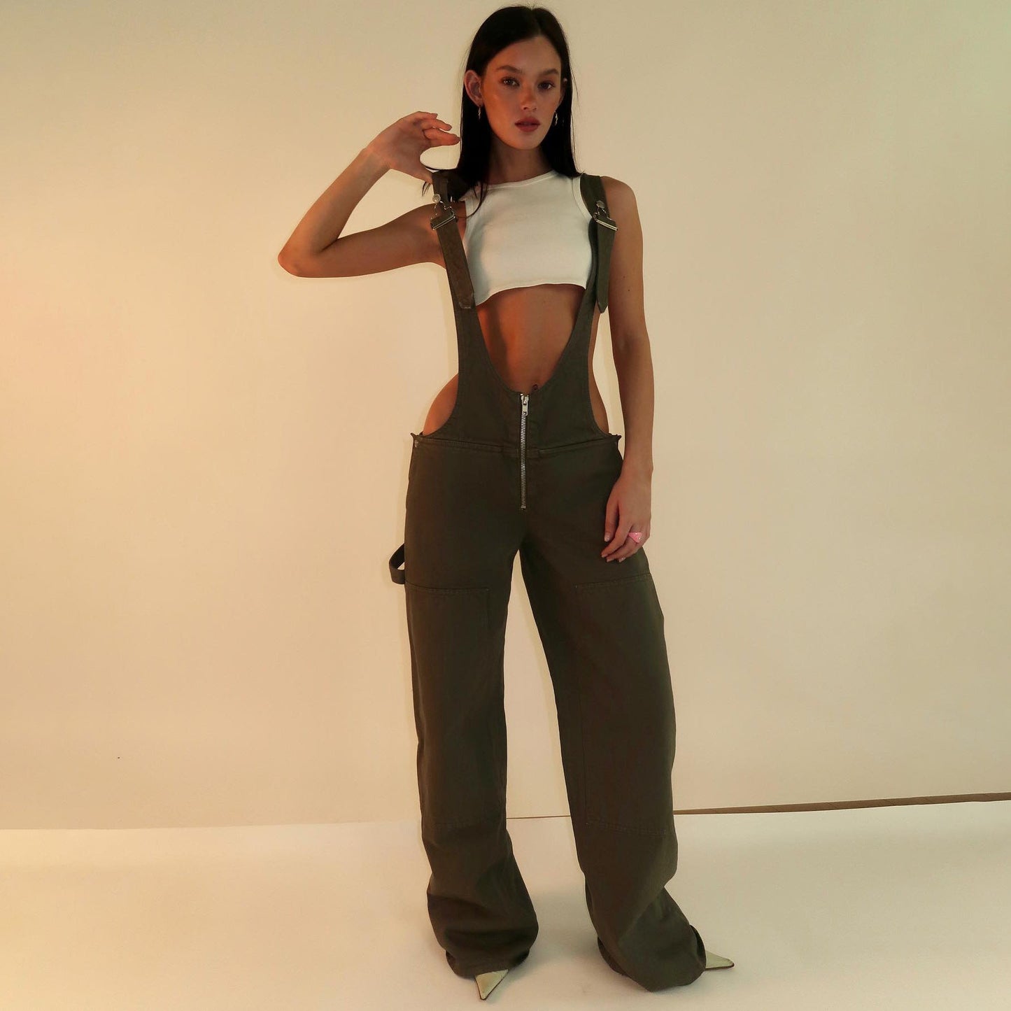 Monos vaqueros para mujer, monos sexys con espalda descubierta Vintage, Pantalones rectos de mezclilla de longitud completa, bolsillos sueltos, desgastados, lavados, informales