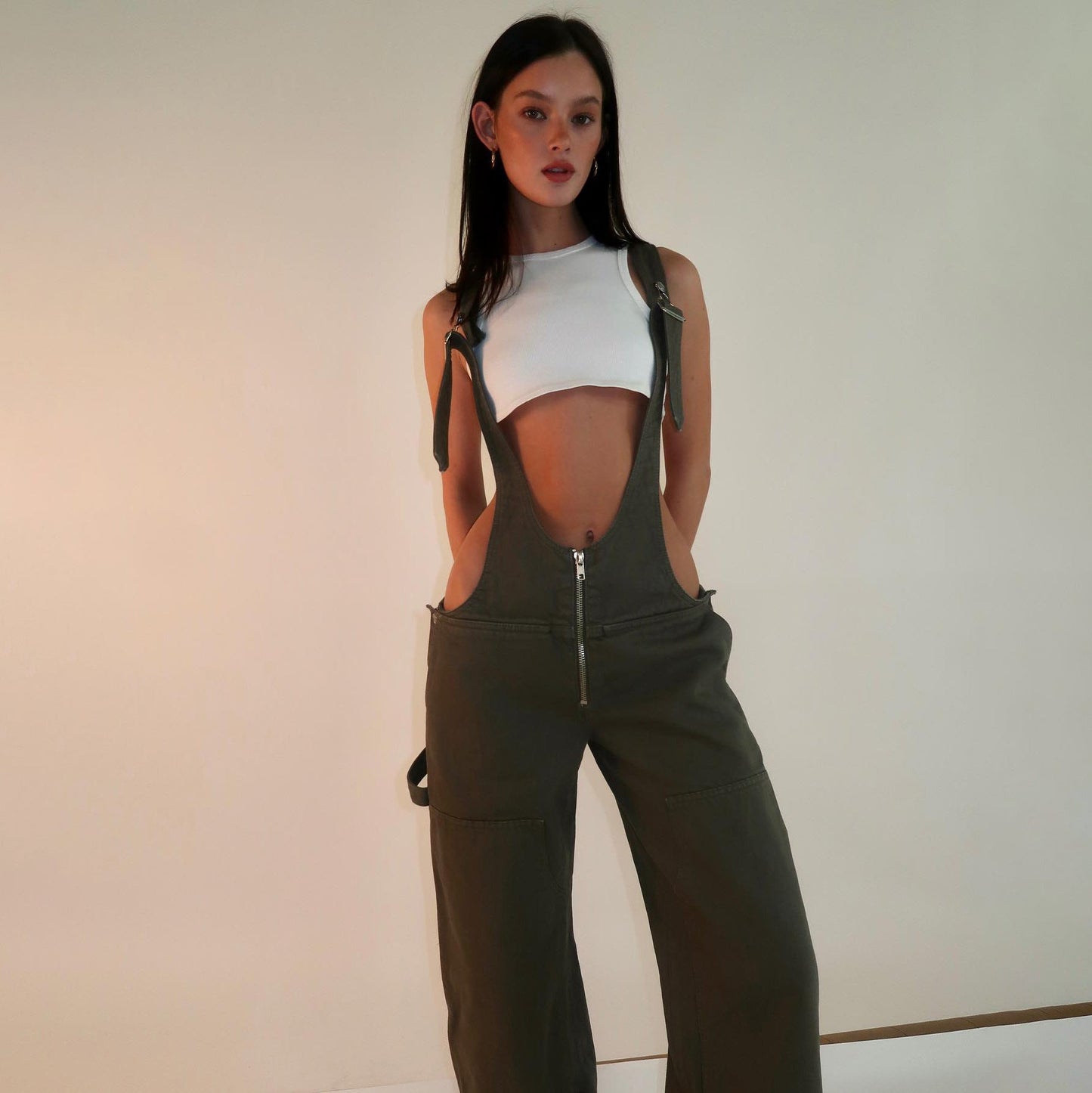 Monos vaqueros para mujer, monos sexys con espalda descubierta Vintage, Pantalones rectos de mezclilla de longitud completa, bolsillos sueltos, desgastados, lavados, informales