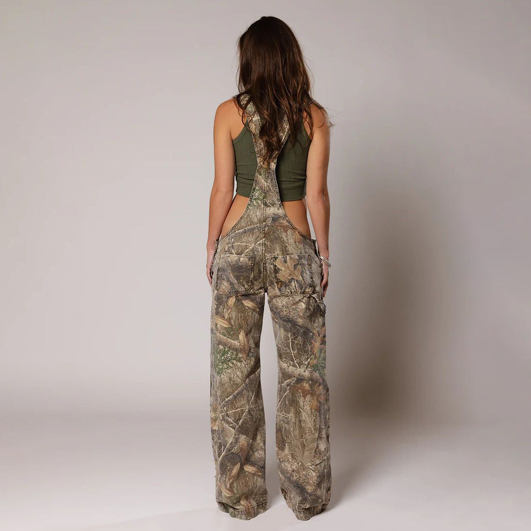 Monos vaqueros para mujer, monos sexys con espalda descubierta Vintage, Pantalones rectos de mezclilla de longitud completa, bolsillos sueltos, desgastados, lavados, informales