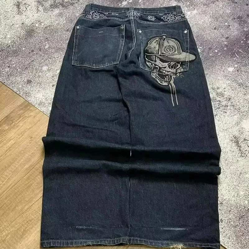 Pantalones vaqueros holgados bordados con letras de tendencia de calle americana para hombre Harajuku Y2K nuevos pantalones de pierna ancha de gran tamaño de Hip Hop pantalones vaqueros para fregar Unisex