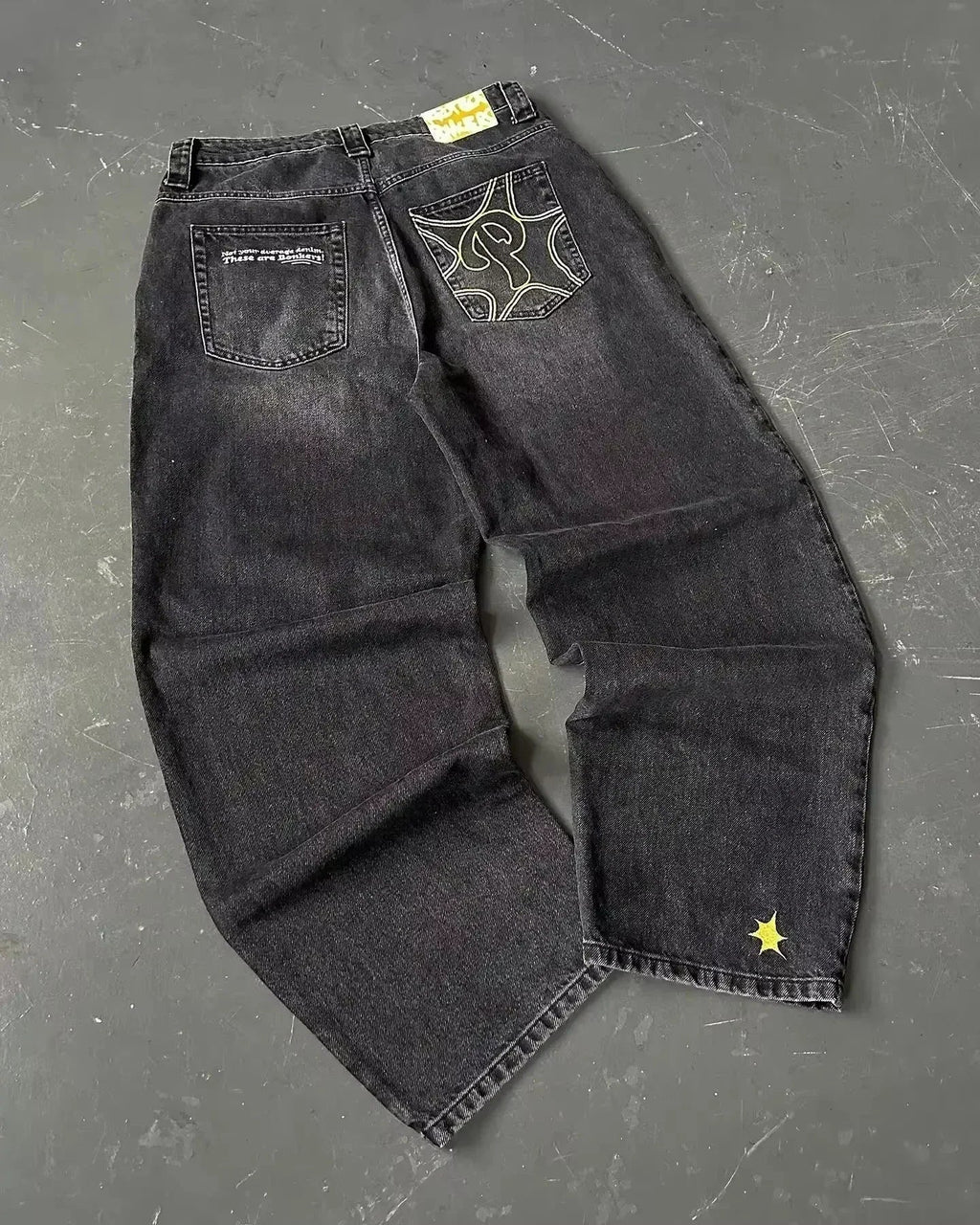 Pantalones vaqueros holgados bordados con letras de tendencia de calle americana para hombre Harajuku Y2K nuevos pantalones de pierna ancha de gran tamaño de Hip Hop pantalones vaqueros para fregar Unisex
