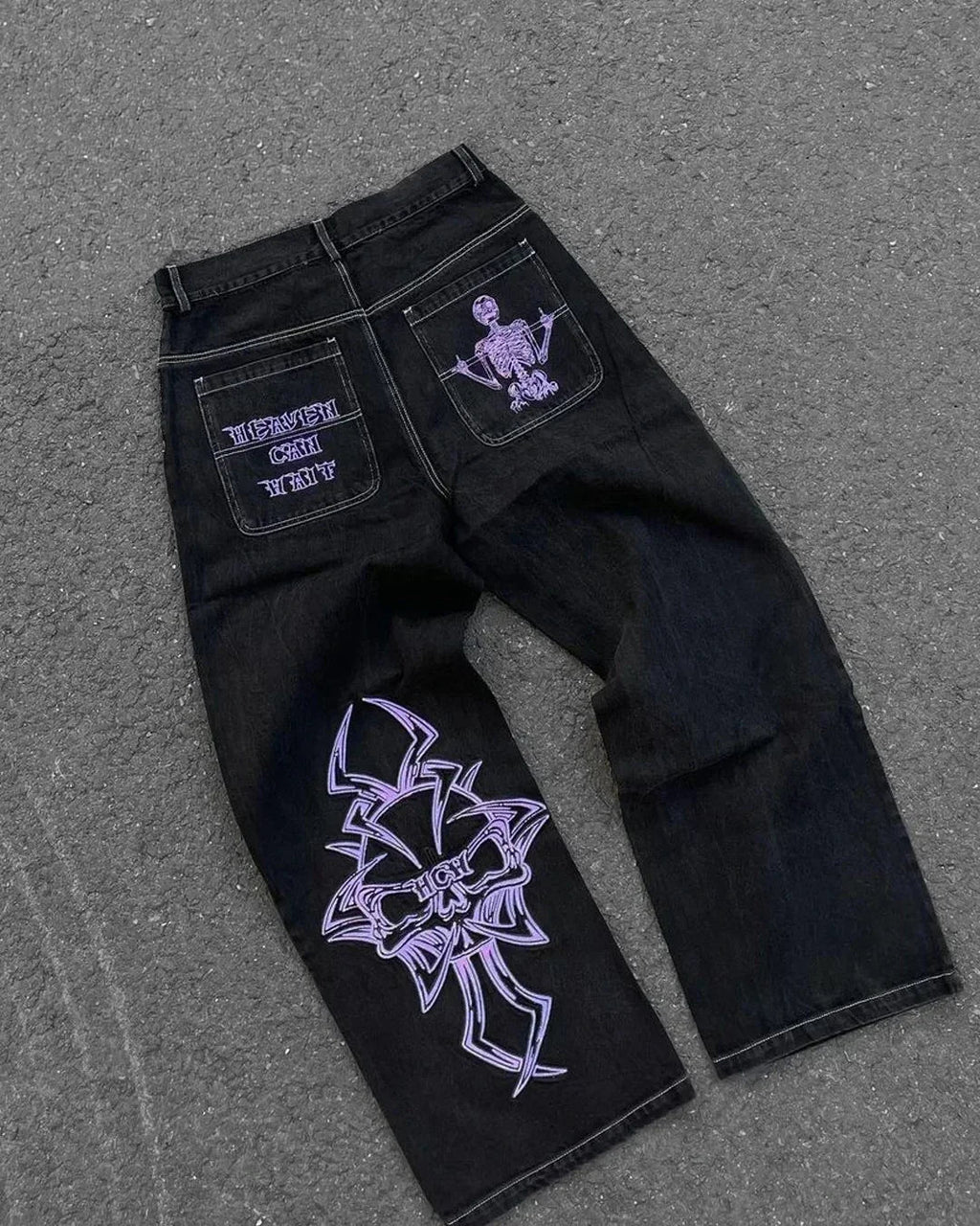 Pantalones vaqueros holgados bordados con letras de tendencia de calle americana para hombre Harajuku Y2K nuevos pantalones de pierna ancha de gran tamaño de Hip Hop pantalones vaqueros para fregar Unisex