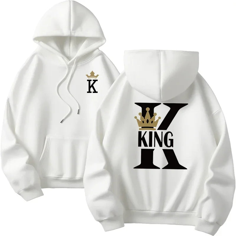 Mujer hombre hogar comodidad al aire libre cálido suelto Casual sudaderas con capucha 2025 nueva llegada parejas sudaderas clásico Queen King estampado pulóver