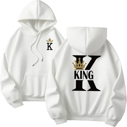 Mujer hombre hogar comodidad al aire libre cálido suelto Casual sudaderas con capucha 2025 nueva llegada parejas sudaderas clásico Queen King estampado pulóver