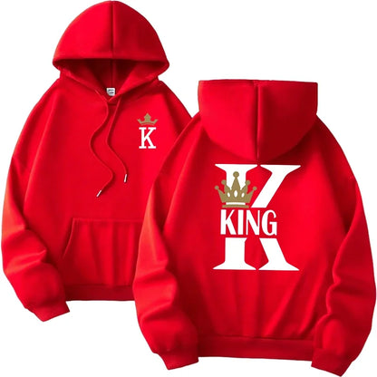 Mujer hombre hogar comodidad al aire libre cálido suelto Casual sudaderas con capucha 2025 nueva llegada parejas sudaderas clásico Queen King estampado pulóver