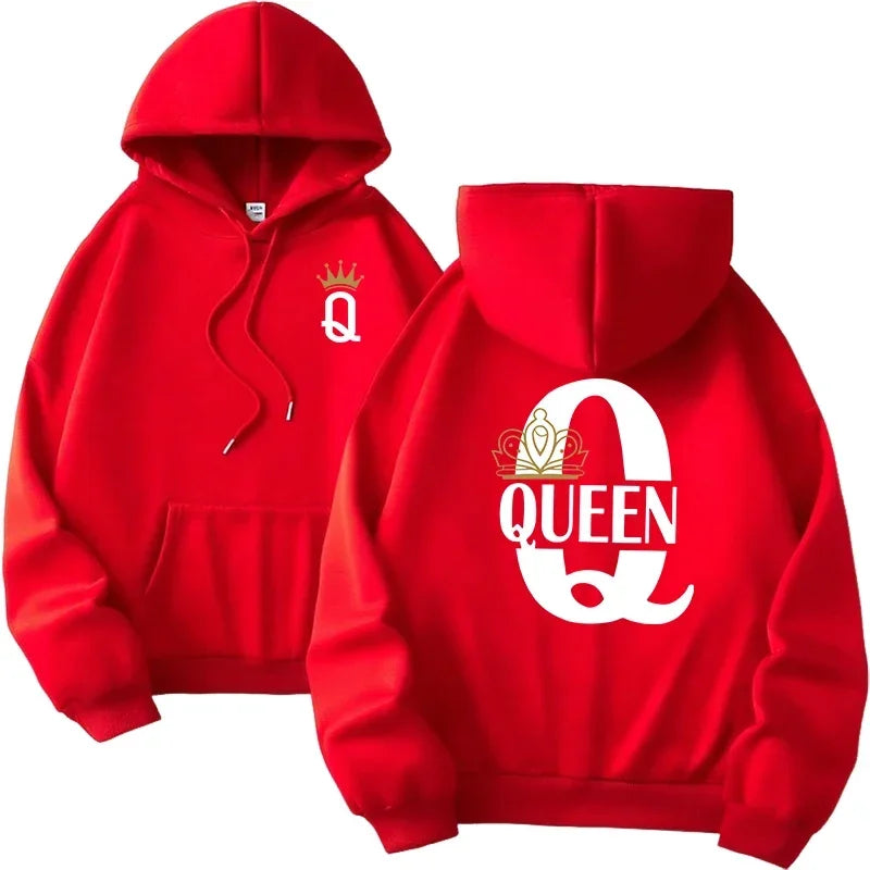 Mujer hombre hogar comodidad al aire libre cálido suelto Casual sudaderas con capucha 2025 nueva llegada parejas sudaderas clásico Queen King estampado pulóver
