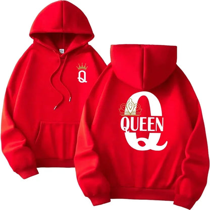 Mujer hombre hogar comodidad al aire libre cálido suelto Casual sudaderas con capucha 2025 nueva llegada parejas sudaderas clásico Queen King estampado pulóver