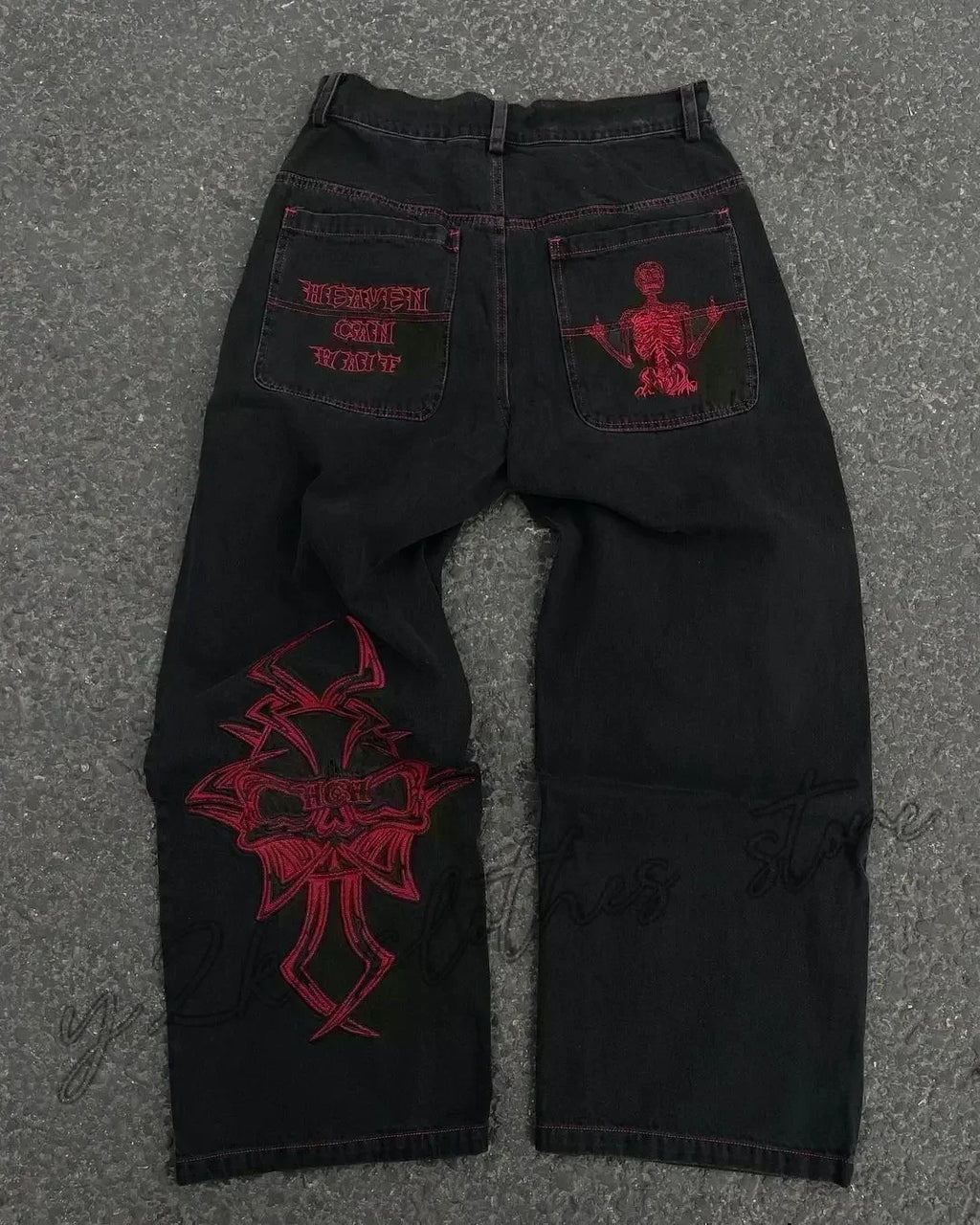 Pantalones vaqueros holgados bordados con letras de tendencia de calle americana para hombre Harajuku Y2K nuevos pantalones de pierna ancha de gran tamaño de Hip Hop pantalones vaqueros para fregar Unisex