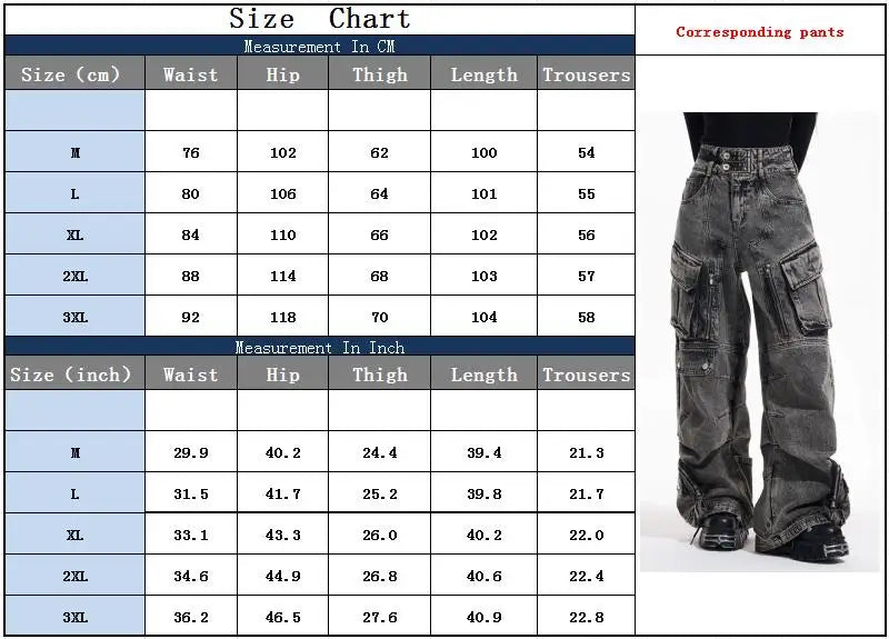 Trashy Y2K 2000S ropa de calle Vintage gris holgado plisado pantalones vaqueros Cargo para mujer ropa Multi bolsillos pantalones de pierna ancha para mujer